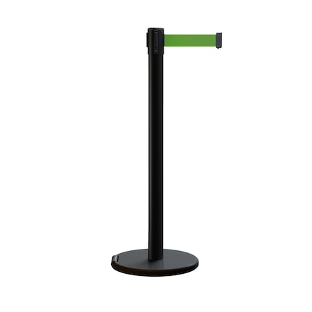 Montour Line Retractable Belt Rolling Stanchion, 2.5ft Black Post  11ft. Green Belt P400RL-BK-GN-110